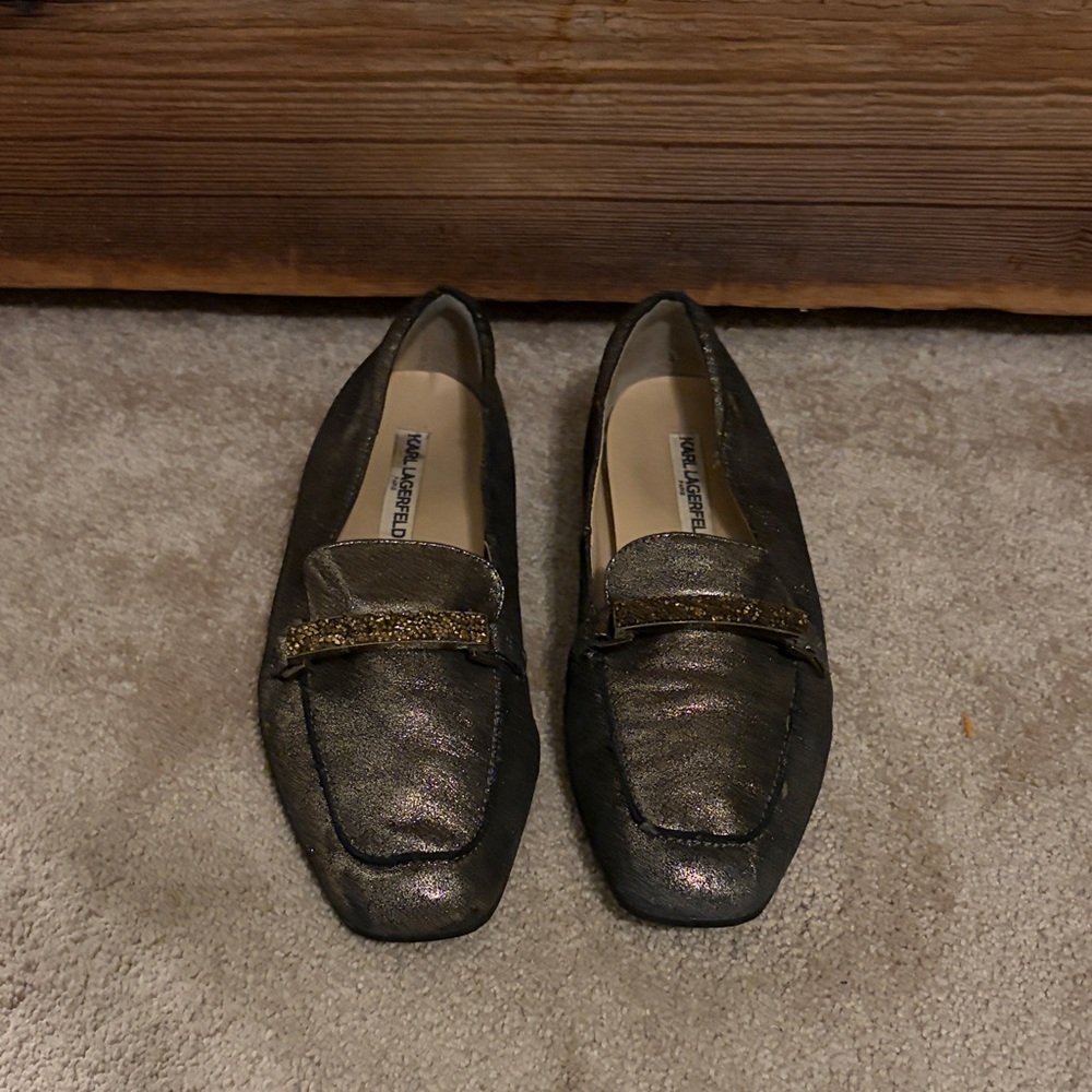 Karl Lagerfeld Metallic Gold Quigley Loafers